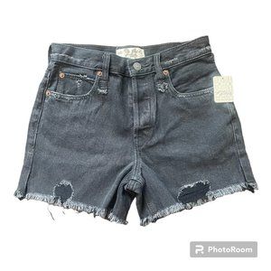 Free People black distressed denim shorts NWT